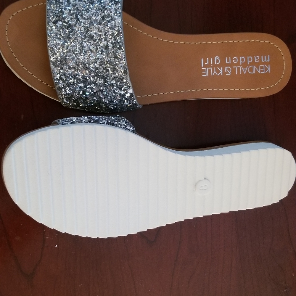 Madden Girl slides- silver sparkle- never worn - Picture 2 of 2